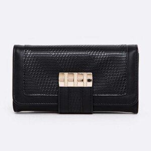 Texture Fashion Long Wallet - BLACK